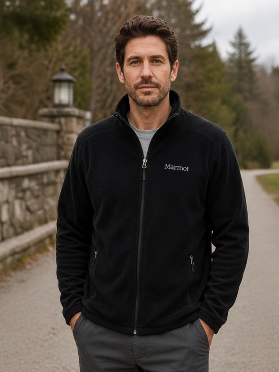 Marmot Other - Marmot Black Full Zip Fleece Jacket Men’s Large Zip Pockets Outdoor